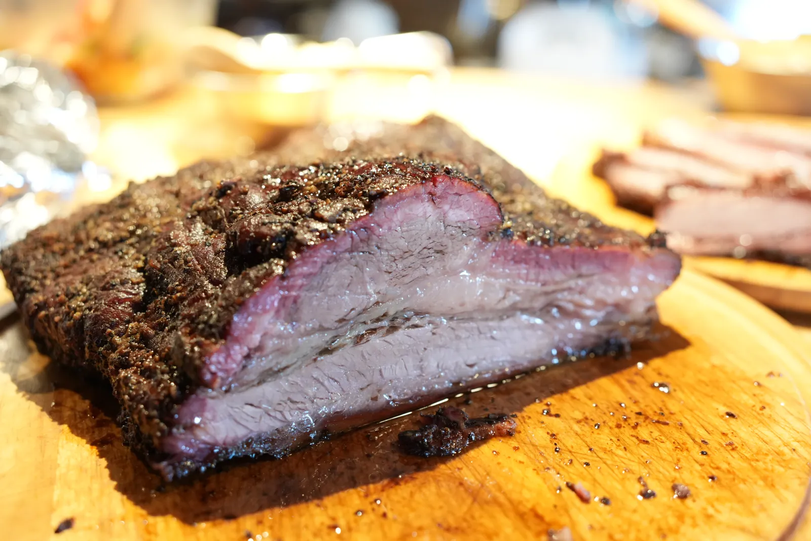 じっくり火を通したテキサスBBQの肉の断面